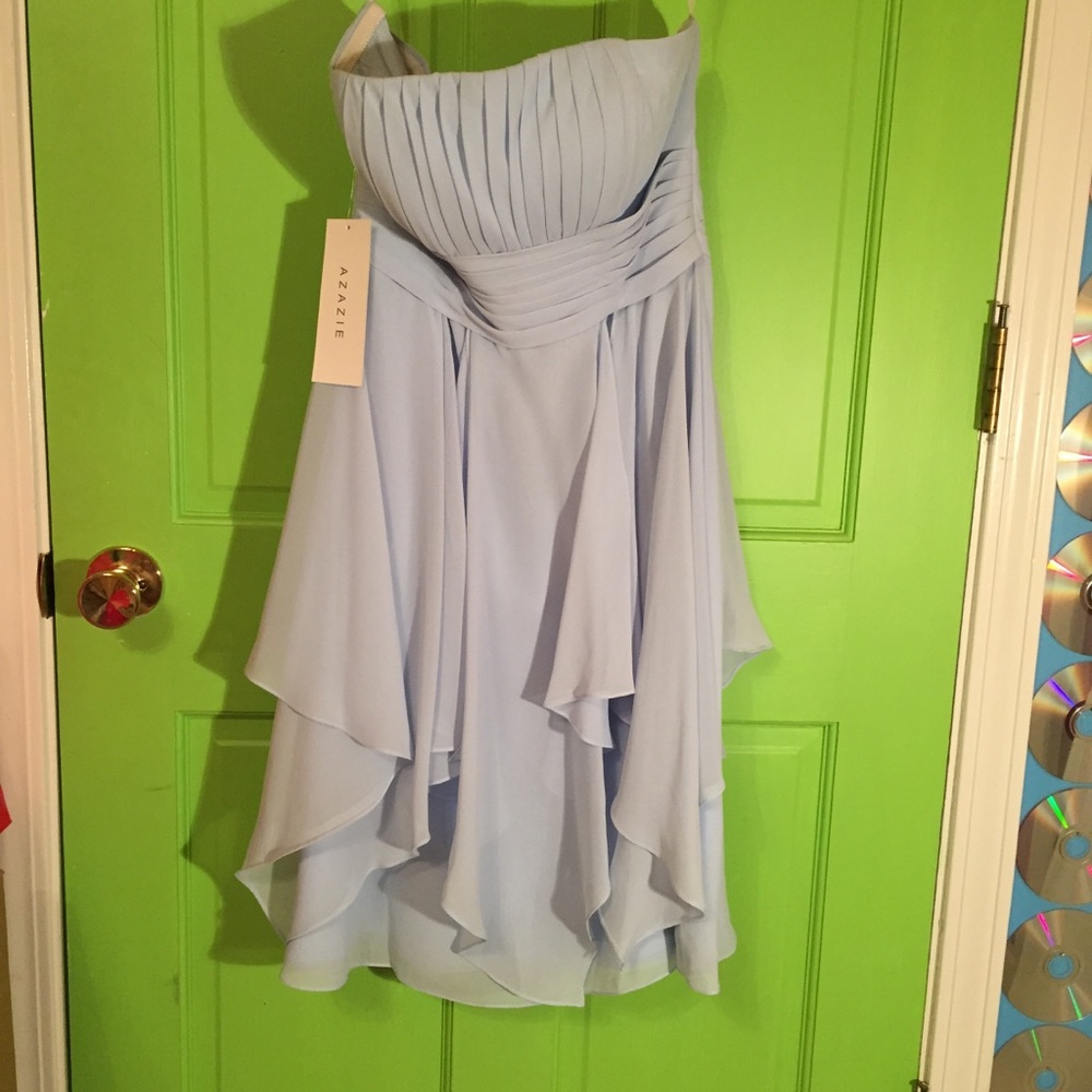 Strapless Sky Blue Bridesmaid’s Dress